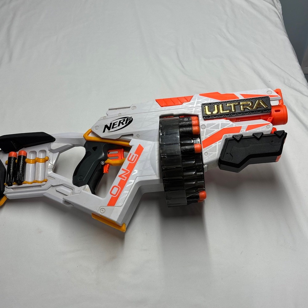 Nerf Ultra One MotorBlaster High Capacity 25 Dart Drum White Orange UNTESTED